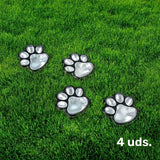 4 piezas 4 luces LED con huella de perro solar, para gato, cachorro, luces de huella animal para jardín, camino, césped, patio, decoración al aire libre