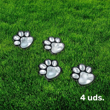 4 piezas 4 luces LED con huella de perro solar, para gato, cachorro, luces de huella animal para jardín, camino, césped, patio, decoración al aire libre