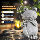 Estatua de rana con luz LED alimentada por energía solar, escultura de jardín de resina, tema animal, iluminación de paisaje eficiente en energía, con panel fotovoltaico extraíble, control de interruptor, batería de níquel de 300mAh, para jardín, césped,