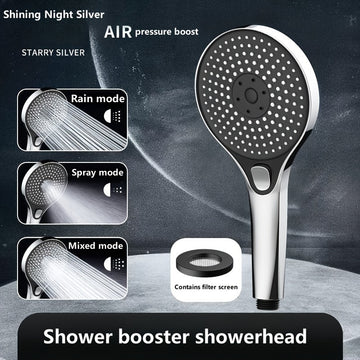 1pc ABS Cabezal de ducha de alta presión que ahorra agua con 5 modos de pulverización, cabezal de ducha de mano con pantalla de filtro, salida de agua ajustable, accesorio de hardware para baño