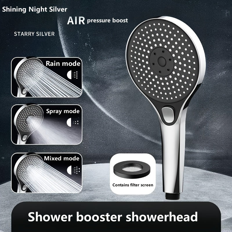 1pc ABS Cabezal de ducha de alta presión que ahorra agua con 5 modos de pulverización, cabezal de ducha de mano con pantalla de filtro, salida de agua ajustable, accesorio de hardware para baño