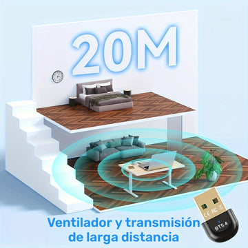 Adaptador sin varillas 5.4 BT, Receptor sin varillas USB, Compatible con Windows 11/10/8.1 Plug & Play Mini Receptor y Transmisor sin varillas 5.4+EDR, Compatible Retrocompatible Automáticamente con 5.3/5.1/5.0/4.2/4.1/4.0 y Otras Versiones para Auricula