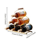 Un soporte de vino creativo que puede almacenar seis botellas, ideal para armarios de vino en casa y áreas de comedor de lujo.