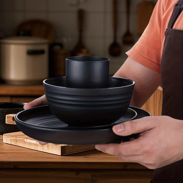 Juego de 16 piezas de platos de cena indestructibles y utensilios de cocina reutilizables, con 8 platos, 4 tazas y 4 tazones, fácil de limpiar, juego de platos de temporada/novedad.