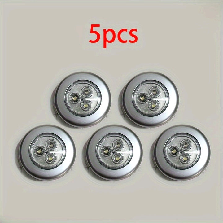5pcs Luces Táctiles Modernas de 3 LED, Acolchado Inalámbrico para Armario, Luz Nocturna de Montaje en Pared con Pantalla de Plástico, Control por Botón, Tema Fantasía para Dormitorio, Pasillo, Baño, Cocina, Escaleras - Funciona con Pilas (AAA), No Incluy