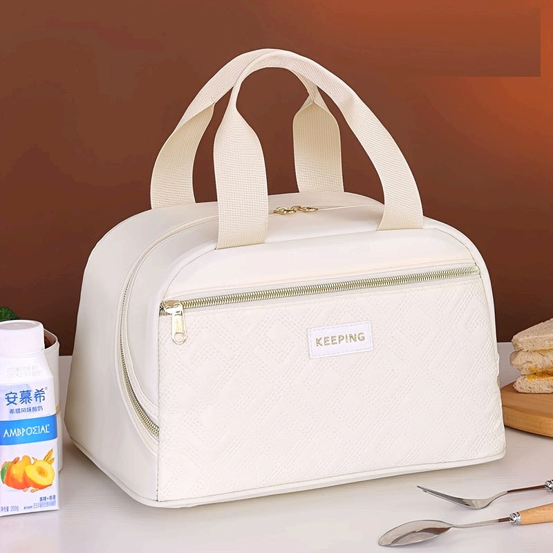 1pc Bolsa de almuerzo aislada para llevar comida al trabajo, estilo nuevo y elegante, bolsa térmica portátil para picnic o escuela, no apta para contacto con alimentos