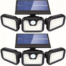 Luz de seguridad solar 74LED con sensor de movimiento para exteriores – 3 modos de iluminación, luz de seguridad con sensor de movimiento LED, luces de inundación solares para la puerta principal, patio, garaje, acera, camino
