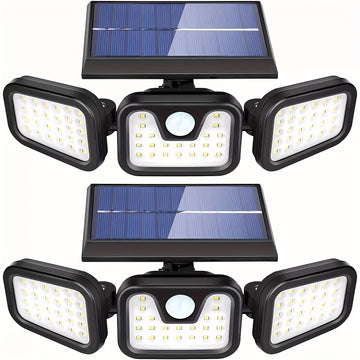 Luz de seguridad solar 74LED con sensor de movimiento para exteriores – 3 modos de iluminación, luz de seguridad con sensor de movimiento LED, luces de inundación solares para la puerta principal, patio, garaje, acera, camino
