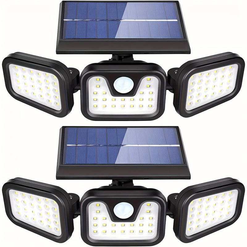 Luz de seguridad solar 74LED con sensor de movimiento para exteriores – 3 modos de iluminación, luz de seguridad con sensor de movimiento LED, luces de inundación solares para la puerta principal, patio, garaje, acera, camino