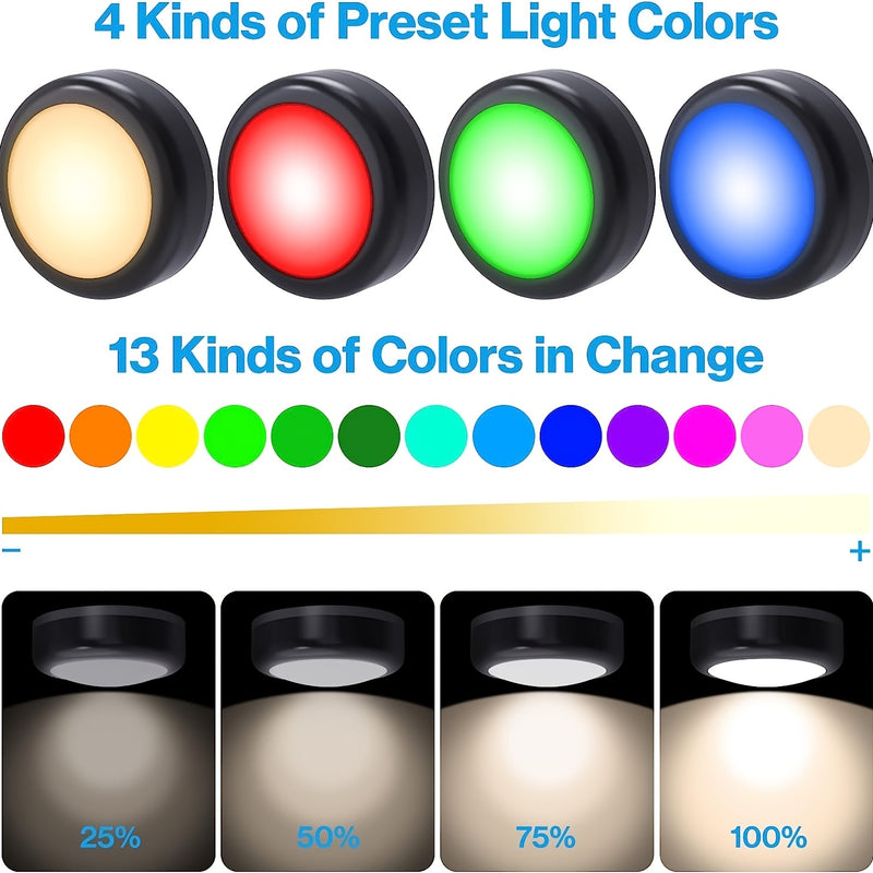 1/3/6 Piezas, Luces LED De Disco Con 13 Colores Cambiables, Luces Debajo Del Gabinete Regulables A Batería, Luces Debajo Del Mostrador A Batería Con Controles Remotos Inalámbricos Para Cocina