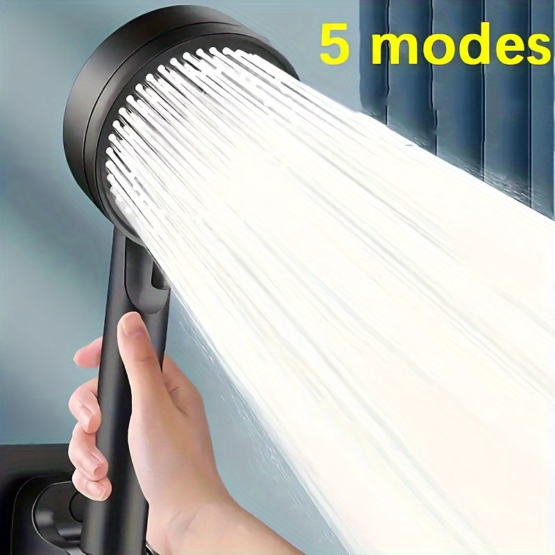1PC de cabeza de ducha de alta presión multifunción con 5 modos de spray, incluyendo lluvia y masaje, acoplamiento universal fácil de instalar para baño, accesorio de ducha de alto rendimiento sin batería ni fuente de alimentación
