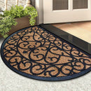 1 pieza, felpudo semicircular a rayas negras con base antideslizante de peluche, lavable a máquina, alfombra de poliéster para cocina, comedor, pasillo, baño o dormitorio, decoración del hogar, uso todo el año
