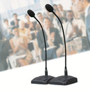 Micrófono de escritorio dinámico con cuello de cisne, construcción metálica, negro, conector de 6,35 mm, alimentado por batería (batería no incluida), voltaje de funcionamiento ≤36 V, para amplificador/altavoz/ordenador
