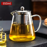 Tetera de vidrio borosilicato grueso premium con infusor de acero inoxidable - Apta para lavavajillas, ideal para preparar té en casa y regalar en festividades, perfecta para Navidad