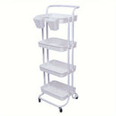 Carrito organizador rodante de 3 o 4 niveles con ruedas, estructura resistente de plástico y metal, acabado negro, organizador móvil para cocina, baño o lavandería, carrito multiusos que ahorra espacio, solución de almacenamiento elegante, contenedores d