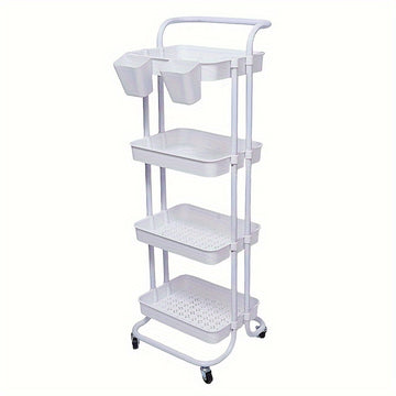 Carrito organizador rodante de 3 o 4 niveles con ruedas, estructura resistente de plástico y metal, acabado negro, organizador móvil para cocina, baño o lavandería, carrito multiusos que ahorra espacio, solución de almacenamiento elegante, contenedores d