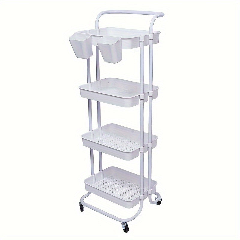 Carrito organizador rodante de 3 o 4 niveles con ruedas, estructura resistente de plástico y metal, acabado negro, organizador móvil para cocina, baño o lavandería, carrito multiusos que ahorra espacio, solución de almacenamiento elegante, contenedores d
