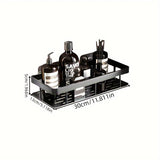 Juego de 2 piezas, Estante de Ducha de Metal Negro Montado en la Pared sin Taladro - Acabado Pulido Resistente al Óxido, Organizador de Baño para Almacenamiento de Champú y Acondicionador, Estante Colgante que Ahorra Espacio