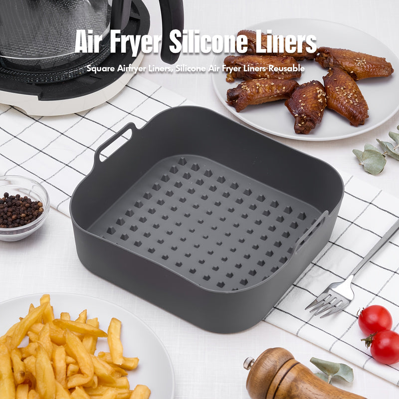 Alfombrilla de Silicona Reutilizable para Freidora de Aire Cuadrada - Forro para Cocinar Saludable, Perfecto para Aperitivos y Postres, Accesorio de Cocina Fácil de Limpiar