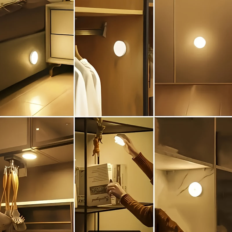 3 luces nocturnas LED con sensor de movimiento magnético, recargables 200mAh por USB, lámparas de pared y piso, encendido/apagado automático, diseño magnético portátil, plástico duradero para pasillo, clóset, escaleras, dormitorio, escritorio, lámpara de