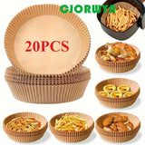 20 piezas de Papel Antiadherente para Freidora de Aire CJORWYN, Redondo de 20.07 cm - Desechable, Sin Blanquear, Resistente al Aceite para Hornear y Cocinar en Microondas más Saludable - Ideal para Accesorios de Freidora de Aire para Acción de Gracias, N