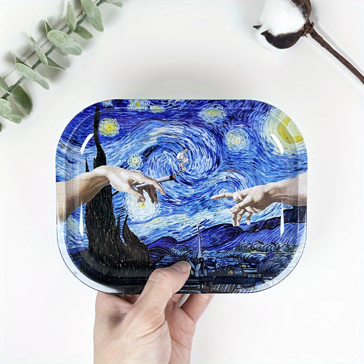 Bandeja Metálica de Noche Estrellada - Decoración de Hogar Duradera y Multiusos para Frutas y Postres, Regalo Perfecto para Navidad o Halloween