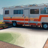 Alfombra Exterior Seven Deer 850gsm Lavable a Máquina - Diseño Retro de Rayas Abstracto, Antideslizante, 100% Poliéster, Rectangular Grande para Patio, Jardín y Camping