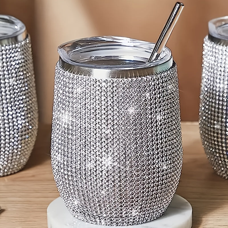1pc Taza de cáscara de huevo en forma de U de acero inoxidable, 12oz, multiusos, reutilizable, solo lavado a mano, no eléctrica