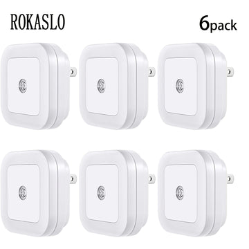 [6 piezas] Luz nocturna LED con sensor inteligente de anochecer a amanecer, luces nocturnas para dormitorio, baño, inodoro, escaleras, cocina, pasillo, luces nocturnas compactas, blanco frío