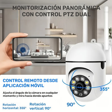 JOOAN Cámara de Seguridad WiFi HD 1080P con Audio Bidireccional, PTZ, Visión Nocturna a Color, Detección de Movimiento, Alimentación por USB, Ángulo de Visión de 360°, Compartir entre Múltiples Usuarios, Compatible con Smartphones Android - No Requiere B