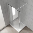 Soporte ajustable de ducha de aluminio, 27,6" a 47,2" - Ideal para paneles de vidrio de 5/16" a 3/8" de grosor, montado en pared con acabado plateado pulido, perfecto para encierros de ducha sin marco, soporte de ducha sin marco | Acabado metálico elegan