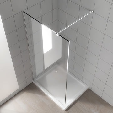Soporte ajustable de ducha de aluminio, 27,6" a 47,2" - Ideal para paneles de vidrio de 5/16" a 3/8" de grosor, montado en pared con acabado plateado pulido, perfecto para encierros de ducha sin marco, soporte de ducha sin marco | Acabado metálico elegan