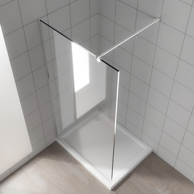 Soporte ajustable de ducha de aluminio, 27,6" a 47,2" - Ideal para paneles de vidrio de 5/16" a 3/8" de grosor, montado en pared con acabado plateado pulido, perfecto para encierros de ducha sin marco, soporte de ducha sin marco | Acabado metálico elegan