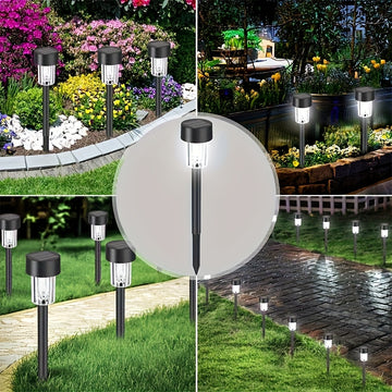 12 Luces Solares Semi-Enterradas para Iluminación Decorativa Exterior - Luces Cálidas/Blancas con Ahorro de Energía, Plástico Duráble con Batería de Niquel, Ideales para Céspedes, Jardínes, Sendero y Pátios, Luces Solares Exterior