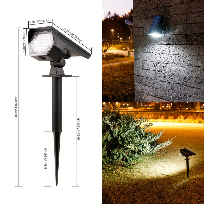 1 foco solar para senderos, 10 LED, 24 LED luces solares para jardín, accesorios de iluminación paisajística semirrehundidos plegables con portalámparas, pantallas de plástico, incluye hardware de montaje para senderos, césped, aceras y entradas de vehíc