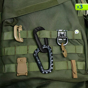Mosquetón x3 De Plástico Llavero Táctico Forma D MK-006