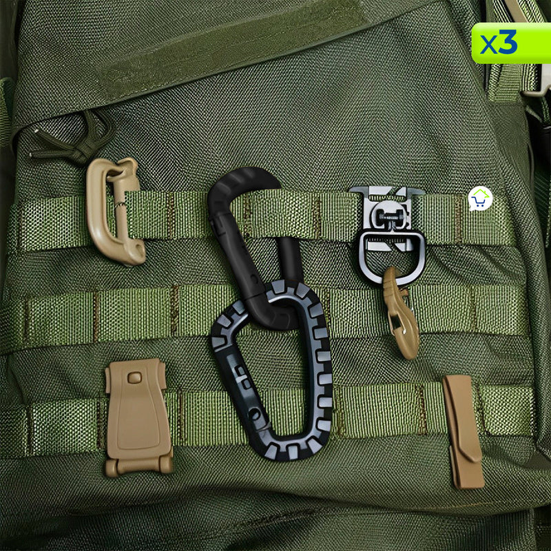 Mosquetón x3 De Plástico Llavero Táctico Forma D MK-006