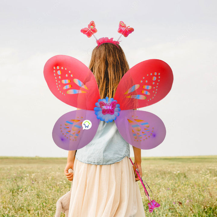 Disfraz De Mariposa Hada Alas Diadema Varita Halloween OF491