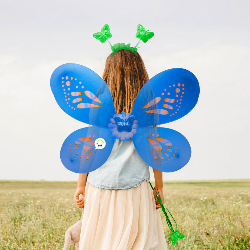 Disfraz De Mariposa Hada Alas Diadema Varita Halloween OF491
