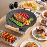 1 pieza de parrilla de BBQ coreana, circular antiadherente, hierro fundido, acero inoxidable, sin carga, con plato de barbacoa de hierro fundido, para hogar y exteriores, suministros de cocina para el hogar
