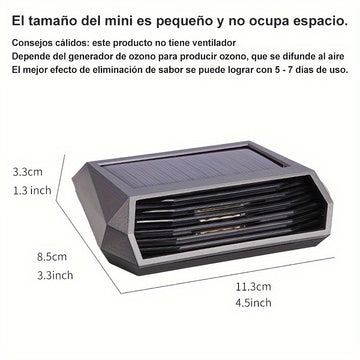 Purificador de aire para auto con energía solar y sensor de movimiento inteligente - Enciende/apaga automáticamente, no necesita energía eléctrica, panel solar de alta eficiencia y batería de litio incorporada para aire fresco en movimiento