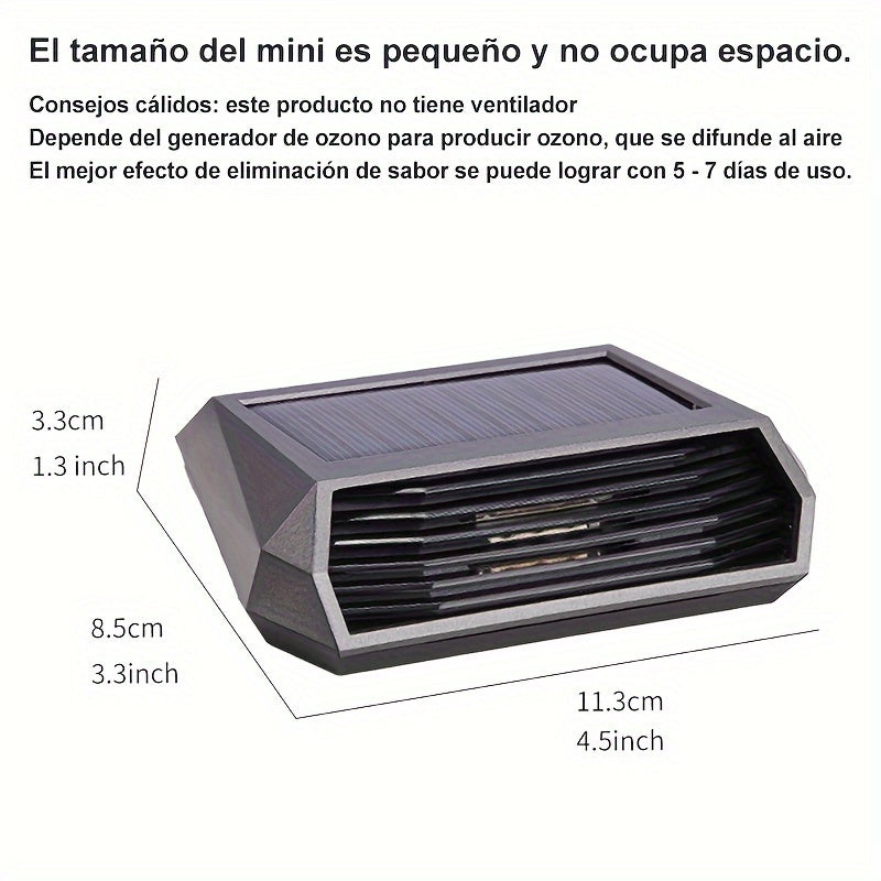 Purificador de aire para auto con energía solar y sensor de movimiento inteligente - Enciende/apaga automáticamente, no necesita energía eléctrica, panel solar de alta eficiencia y batería de litio incorporada para aire fresco en movimiento
