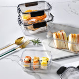 Juego de 4 contenedores herméticos transparentes de 460 ml, material PET, a prueba de fugas, ideales para frutas, pasteles, pan, carne, granos y más, perfectos para organizar la cocina, el refrigerador o el gabinete