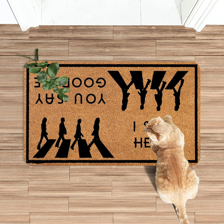 [Tapete de Bienvenida con Respaldo] Tapete de Bienvenida de Poliéster con Respaldo Antideslizante de PVC - Lavable a Mano, 'Yo Digo Hola Tú Dices Adiós' Alfombra de Entrada - Alfombra Rectangular para Interiores/Exteriores para Hogar, Jardín y Espacios d