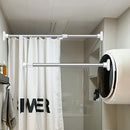 Barra extensible para cortina de baño, 50-80 cm, acero inoxidable, ajustable sin taladro, instalación por tensión, diseño duradero y ahorrador de espacio para baño y ducha
