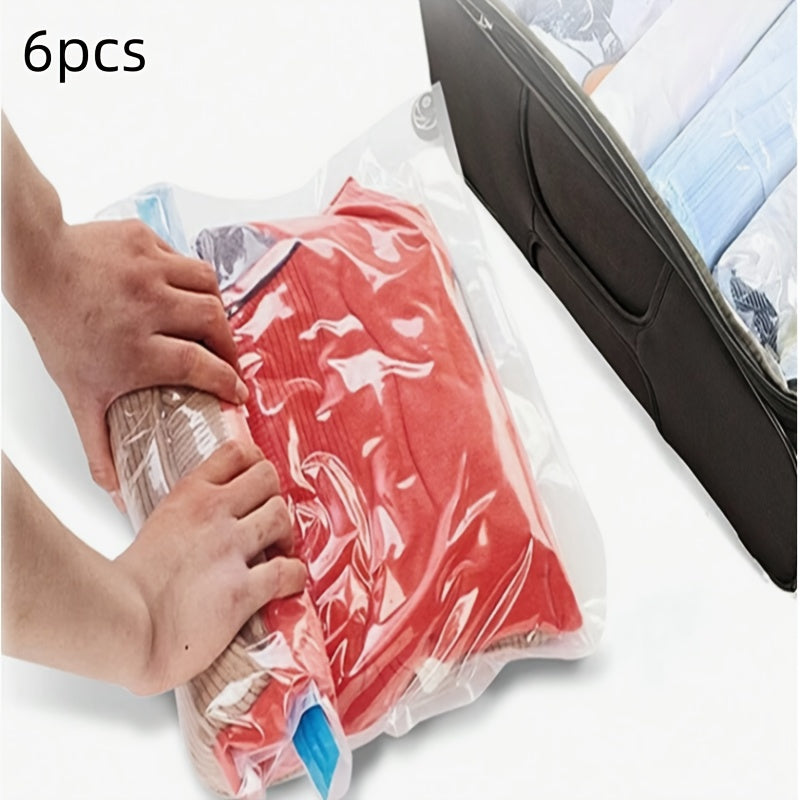 6pcs-Bolsas de Compresión Sin Bomba - Bolsas Ahorradoras de Espacio - No Necesita Vacío ni Bomba para Viajar - Ayudante de Almacenamiento Ahorra Espacio, Haz que Tu Viaje Sea Conveniente, Almacenamiento de Calcetines y Ropa para Viajar y en Casa