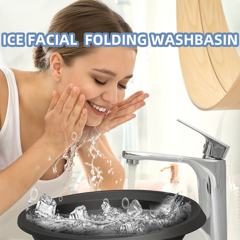 Cuenco de Baño Frío Plegable de Silicona - Tazón Colapsible para Spa Facial, Manos y Uñas - Recipiente Portátil para Remojo Relajante en Agua Fría con Base Antideslizante, Fácil de Limpiar, Ideal para Viajes, Herramienta Duradera para Cuidado de la Piel
