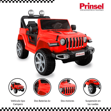 CARRO ELÉCTRICO WRANGLER SPEED RED 12V PRINSEL