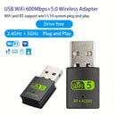 Adaptador WiFi Dual-Band 600Mbps 2.4GHz/5GHz, Tarjeta de Red Inalámbrica USB Compacta para PC y Portátil, Compatible con Windows XP Vista 7 8 10 11, Conexión Fiable, Adaptador Portátil para Oficina y Hogar, Profesionales