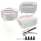 Juego de 8 Piezas para Freidora de Aire: Rejilla Apilable, Pinzas y Alfombrilla Reforzada - Rejilla de 3 Niveles para Cocina Saludable y Deshidratación, Compatible con Lavavajillas, Horno, Olla a Presión y la Mayoría de Freidoras de Aire, Herramientas Mu